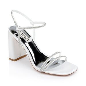 Badgley Mischka White and Silver Heels